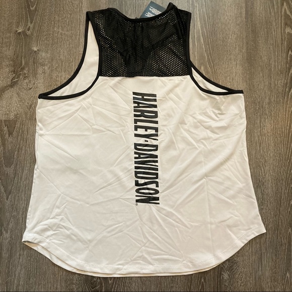 XL Women’s Harley-Davidson Performance Mesh Tank Top NWT Off-White/Black - Picture 3 of 11